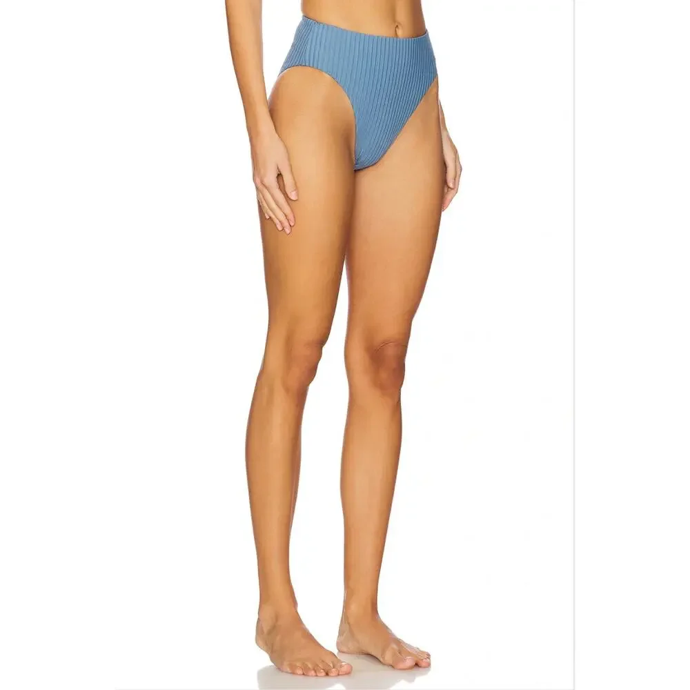 NWT L*Space Savannah Ribbed High Waist Bikini Bottom Baltic L